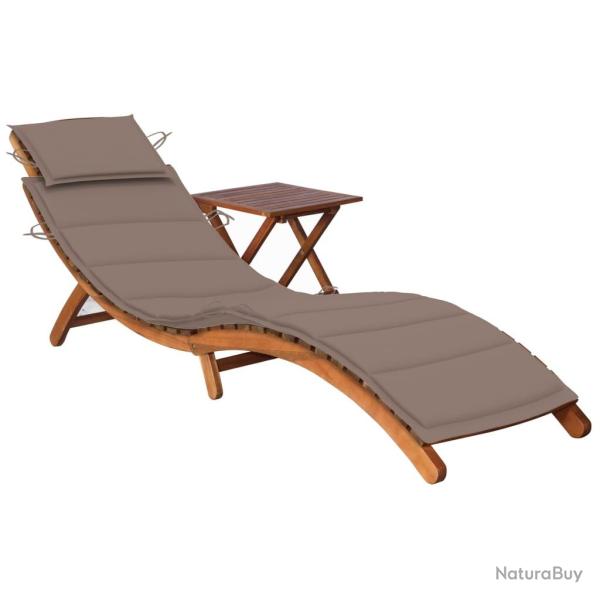 Transat chaise longue bain de soleil lit de jardin terrasse meuble d'ext�rieur avec table et coussi