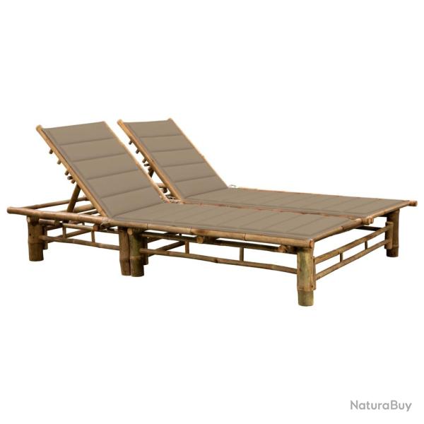 Transat chaise longue bain de soleil lit de jardin terrasse meuble d'ext�rieur pour 2 personnes ave