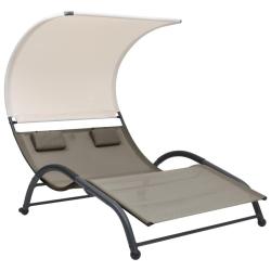 Transat chaise longue bain de soleil lit de jardin terrasse meuble d'ext&eacute;rieur double avec auvent t