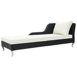 Transat chaise longue bain de soleil lit de jardin terrasse meuble d'ext&eacute;rieur avec coussin r&eacute;sine