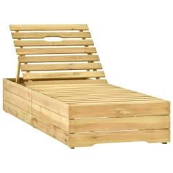 Transat chaise longue bain de soleil lit de jardin terrasse meuble d'ext&eacute;rieur bois de pin impr&eacute;gn&eacute;