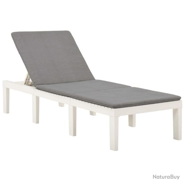 Transat chaise longue bain de soleil lit de jardin terrasse meuble d'ext�rieur avec coussin plastiq