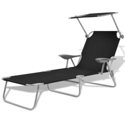 Transat chaise longue bain de soleil lit de jardin terrasse meuble d'ext&eacute;rieur 189 cm avec auvent a