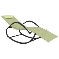 Transat chaise longue bain de soleil lit de jardin terrasse meuble d'ext&eacute;rieur &agrave; bascule cr&egrave;me acie