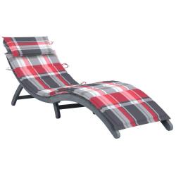 Transat chaise longue bain de soleil lit de jardin terrasse meuble d'ext&eacute;rieur avec coussin gris bo