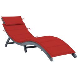Transat chaise longue bain de soleil lit de jardin terrasse meuble d'ext&eacute;rieur 190 cm avec coussin