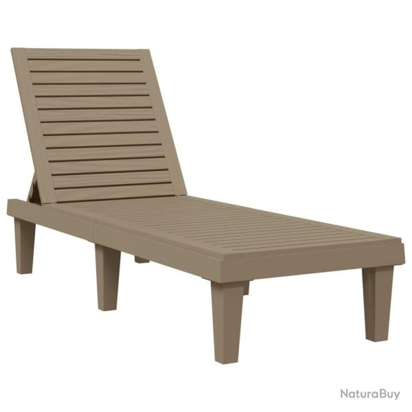 Transat chaise longue bain de soleil lit de jardin terrasse meuble d'ext�rieur marron clair 155 x 5