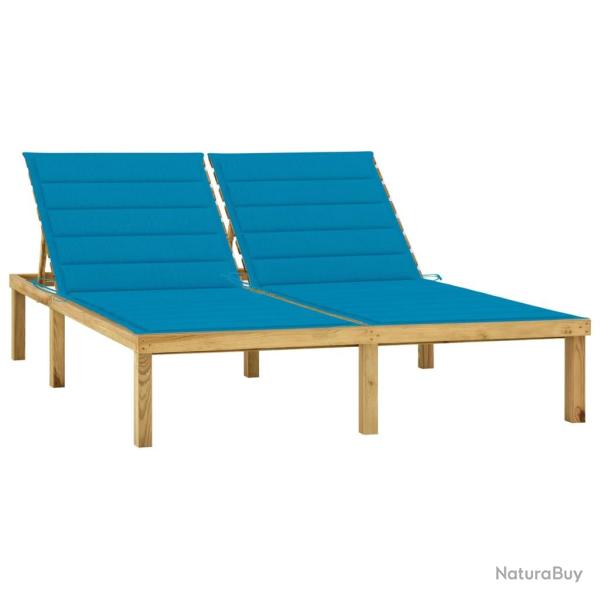 Transat chaise longue bain de soleil lit de jardin terrasse meuble d'extrieur double et coussins b
