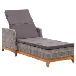 Transat chaise longue bain de soleil lit de jardin terrasse meuble d'ext&eacute;rieur r&eacute;sine tress&eacute;e et bo