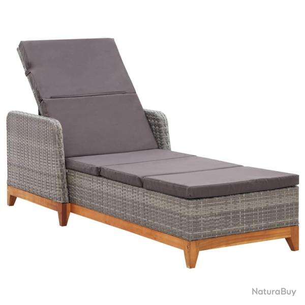 Transat chaise longue bain de soleil lit de jardin terrasse meuble d'ext�rieur r�sine tress�e et bo