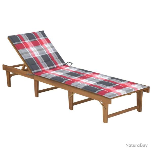 Transat chaise longue bain de soleil lit de jardin terrasse meuble d'ext�rieur pliable avec coussin