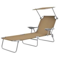 Transat chaise longue bain de soleil lit de jardin terrasse meuble d'ext&eacute;rieur pliable avec auvent