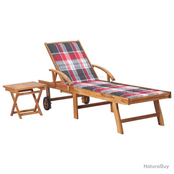 Transat chaise longue bain de soleil lit de jardin terrasse meuble d'ext�rieur avec table et coussi