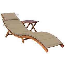 Transat chaise longue bain de soleil lit de jardin terrasse meuble d'ext&eacute;rieur avec table et coussi