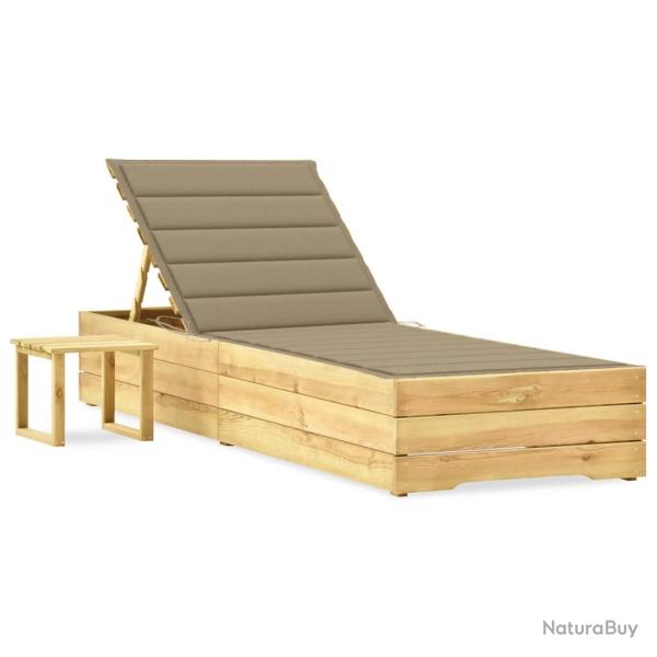 Transat chaise longue bain de soleil lit de jardin terrasse meuble d'ext�rieur 198 cm avec table et