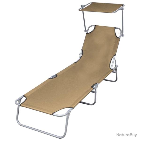 Transat chaise longue bain de soleil lit de jardin terrasse meuble d'ext�rieur pliable avec auvent