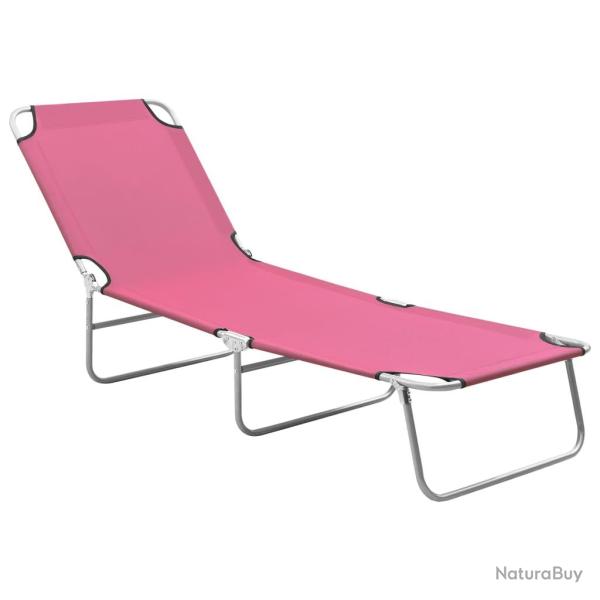 Transat chaise longue bain de soleil lit de jardin terrasse meuble d'ext�rieur pliable acier et tis