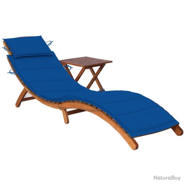 Transat chaise longue bain de soleil lit de jardin terrasse meuble d'ext�rieur avec table et coussi