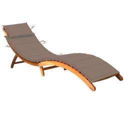 Transat chaise longue bain de soleil lit de jardin terrasse meuble d'ext&eacute;rieur avec coussin bois d'