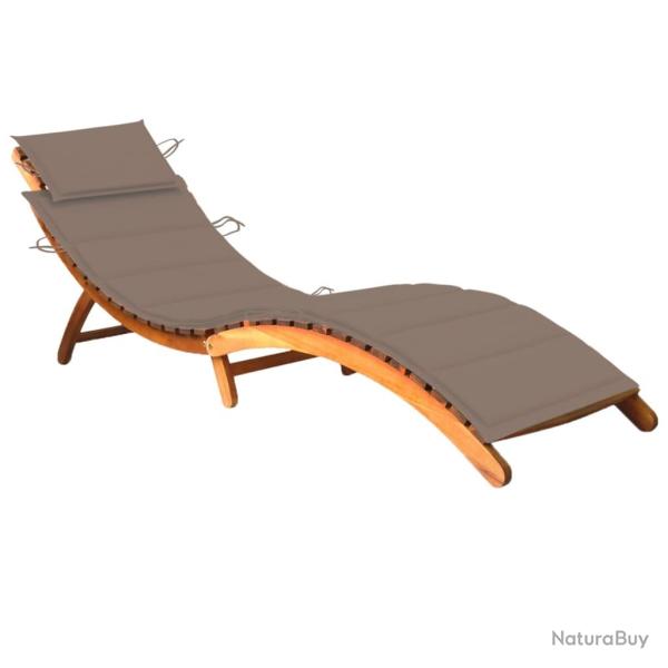 Transat chaise longue bain de soleil lit de jardin terrasse meuble d'ext�rieur avec coussin bois d'