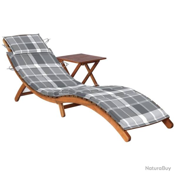 Transat chaise longue bain de soleil lit de jardin terrasse meuble d'ext�rieur avec table et coussi