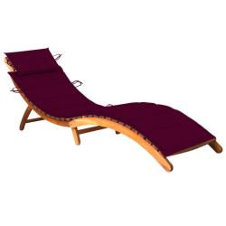 Transat chaise longue bain de soleil lit de jardin terrasse meuble d'ext&eacute;rieur avec coussin bois d'