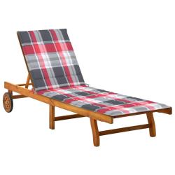 Transat chaise longue bain de soleil lit de jardin terrasse meuble d'ext&eacute;rieur avec coussin bois d'