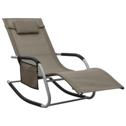 Transat chaise longue bain de soleil lit de jardin terrasse meuble d'ext&eacute;rieur textil&egrave;ne taupe et g