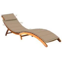Transat chaise longue bain de soleil lit de jardin terrasse meuble d'ext&eacute;rieur avec coussin bois d'