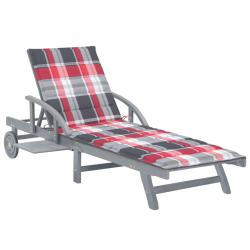 Transat chaise longue bain de soleil lit de jardin terrasse meuble d'ext&eacute;rieur avec coussin bois d'