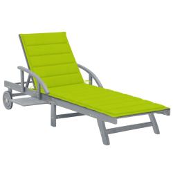 Transat chaise longue bain de soleil lit de jardin terrasse meuble d'ext&eacute;rieur 200 cm avec coussin