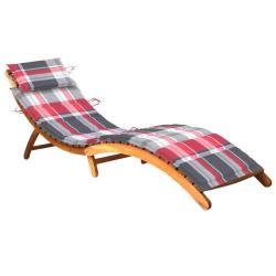 Transat chaise longue bain de soleil lit de jardin terrasse meuble d'ext&eacute;rieur avec coussin bois d'