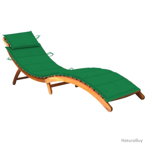 Transat chaise longue bain de soleil lit de jardin terrasse meuble d'ext�rieur avec coussin bois d'