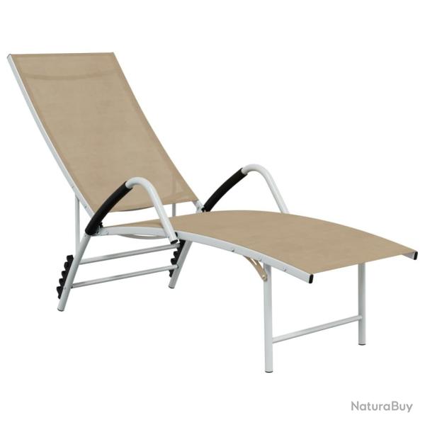 Transat chaise longue bain de soleil lit de jardin terrasse meuble d'ext�rieur textil�ne et alumini