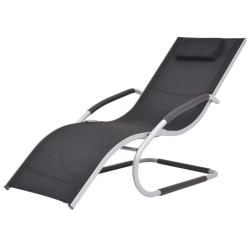 Transat chaise longue bain de soleil lit de jardin terrasse meuble d'ext&eacute;rieur avec oreiller alumin
