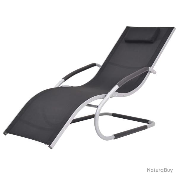 Transat chaise longue bain de soleil lit de jardin terrasse meuble d'ext�rieur avec oreiller alumin