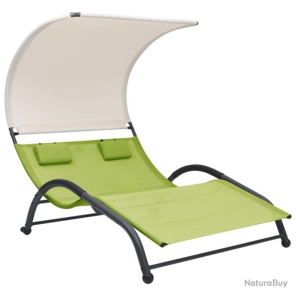 Transat chaise longue bain de soleil lit de jardin terrasse meuble d'extrieur double avec auvent t