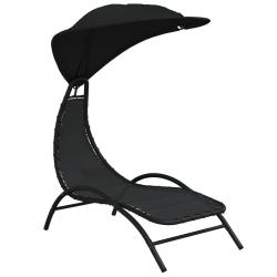Transat chaise longue bain de soleil lit de jardin terrasse meuble d'ext&eacute;rieur avec auvent 167 x 80