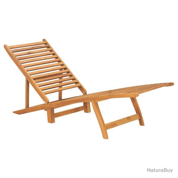 Transat chaise longue bain de soleil lit de jardin terrasse meuble d'extrieur bois de teck solide