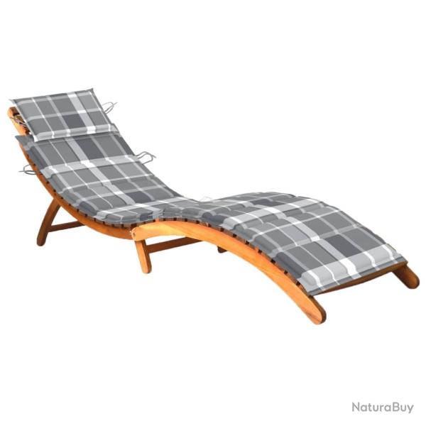 Transat chaise longue bain de soleil lit de jardin terrasse meuble d'ext�rieur avec coussin bois d'