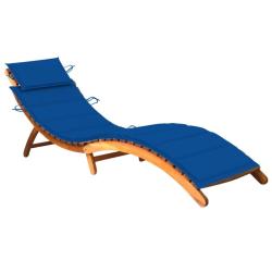 Transat chaise longue bain de soleil lit de jardin terrasse meuble d'ext&eacute;rieur avec coussin bois d'