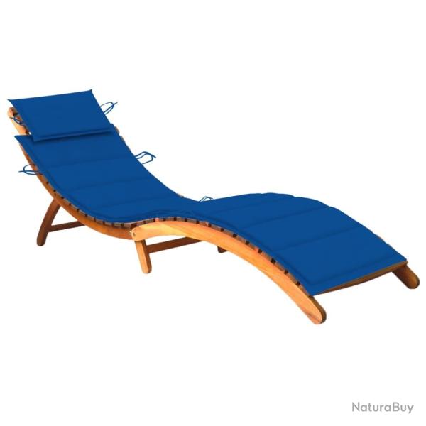 Transat chaise longue bain de soleil lit de jardin terrasse meuble d'ext�rieur avec coussin bois d'