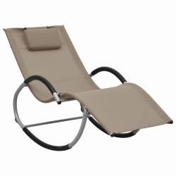 Transat chaise longue bain de soleil lit de jardin terrasse meuble d'ext&eacute;rieur avec oreiller taupe