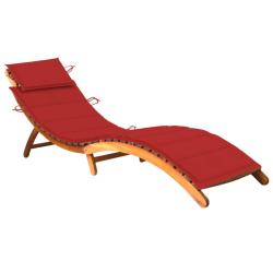 Transat chaise longue bain de soleil lit de jardin terrasse meuble d'ext&eacute;rieur avec coussin bois d'