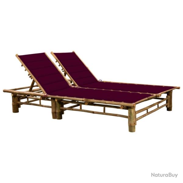 Transat chaise longue bain de soleil lit de jardin terrasse meuble d'ext�rieur pour 2 personnes ave
