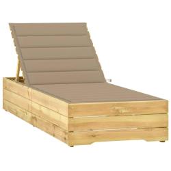 Transat chaise longue bain de soleil lit de jardin terrasse meuble d'ext&eacute;rieur avec coussin beige b