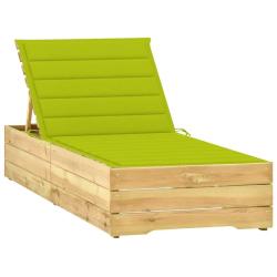 Transat chaise longue bain de soleil lit de jardin terrasse meuble d'ext&eacute;rieur avec coussin vert vi