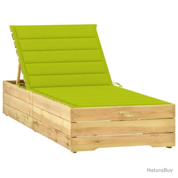 Transat chaise longue bain de soleil lit de jardin terrasse meuble d'ext�rieur avec coussin vert vi