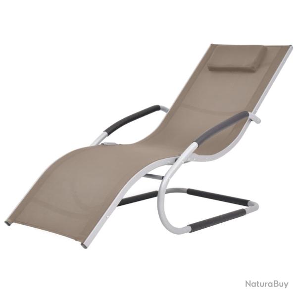 Transat chaise longue bain de soleil lit de jardin terrasse meuble d'ext�rieur avec oreiller alumin