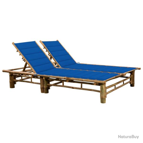 Transat chaise longue bain de soleil lit de jardin terrasse meuble d'ext�rieur pour 2 personnes ave